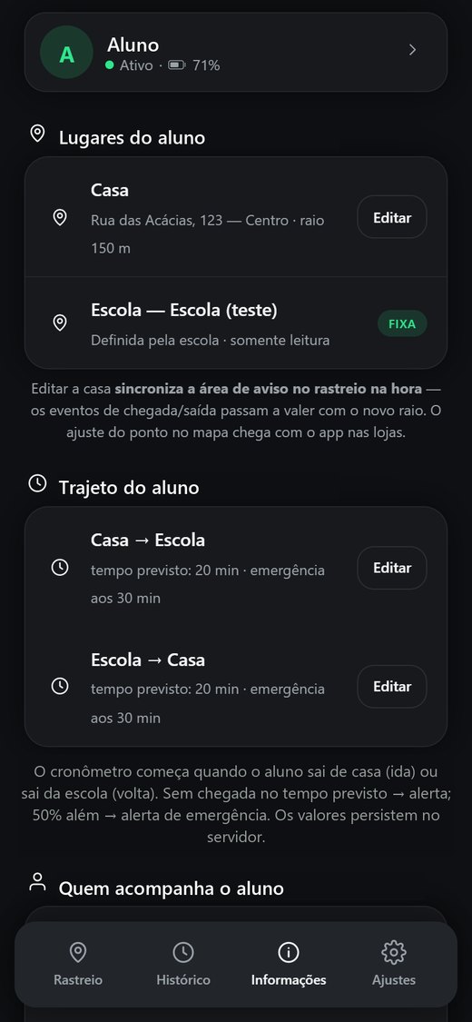 Tela de informações: os lugares da criança e os trajetos casa-escola